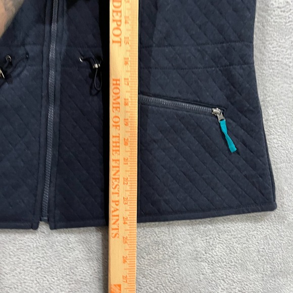 Talbots Vest Womens XL Petites Cinched Waist Quilted Zip-Up Navy Blue Preppy - Picture 7 of 9